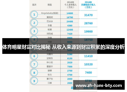 体育明星财富对比揭秘 从收入来源到财富积累的深度分析